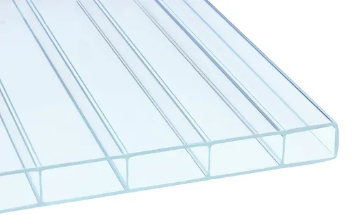 16 mm HIGHLUX® Acrylglas-Stegplatte 32 mm Stegabst., Glasklar, Struktur 2-fach, (Plexiglas-Rohmasse)
